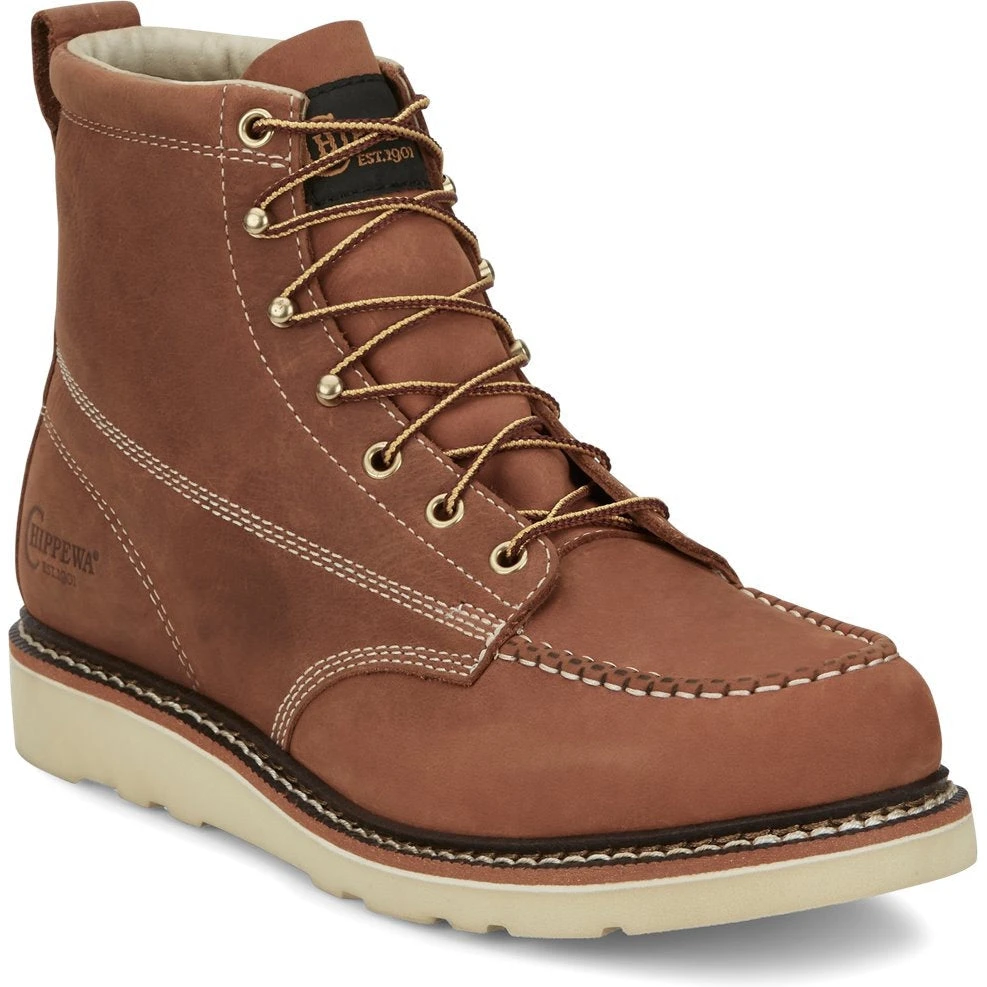 Chippewa Men's Edge Walker 6" Moc Toe Lace Up Work Boot -Tan- ED5312 1 Chippewa Men's Edge Walker 6" Moc Toe Lace Up Work Boot -Tan- ED5312