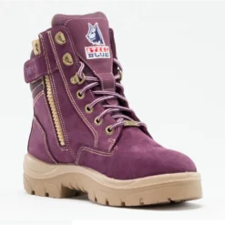 Wolverine Sales Shop 54 Steel Blue Women's Southern Cross Side Zip Steel Toe Work Boot - Purple - 892861
