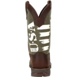 Durango Men's Rebel Army Green USA Print 12" Square Toe Western Boot -Wolverine Sales Shop DDB0313 back