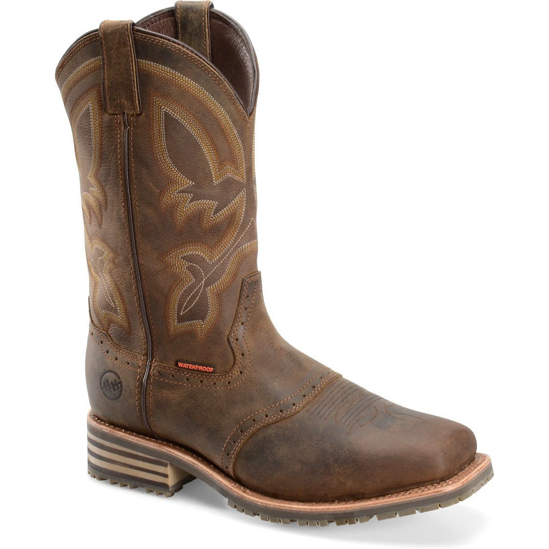 Double H Men's Jeyden 11" Sqr Toe WP Western Work Boot- Brown - DH4124 1 Double H Men's Jeyden 11" Sqr Toe WP Western Work Boot- Brown - DH4124