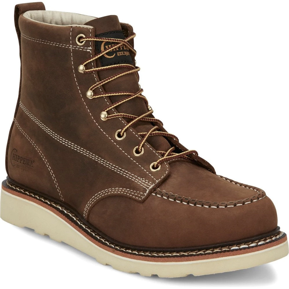 Chippewa Men's Edge Walker 6" Moc Toe Lace Up Work Boot -Brown- ED5322 1 Chippewa Men's Edge Walker 6" Moc Toe Lace Up Work Boot -Brown- ED5322