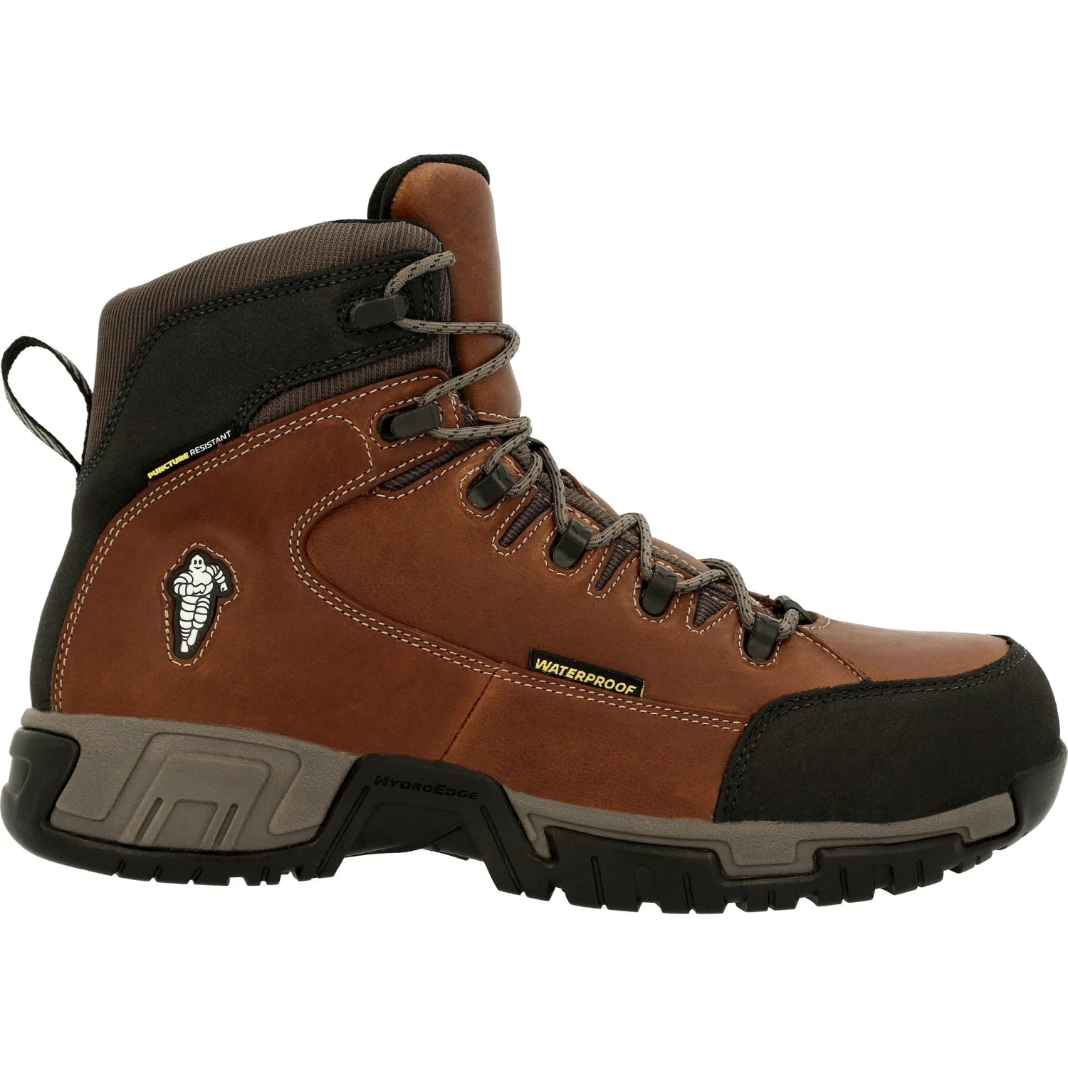Michelin Men's HydroEdge 6" Alloy Toe WP PR Work Boot - Brown- MIC0006 2 Michelin Men's HydroEdge 6" Alloy Toe WP PR Work Boot - Brown- MIC0006 - Image 2