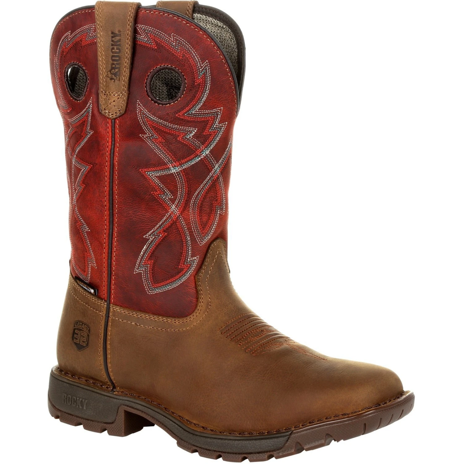 Rocky Men's Legacy 32 11" Sqr Toe WP Western Work Boot- Red - RKW0316 1 Rocky Men's Legacy 32 11" Sqr Toe WP Western Work Boot- Red - RKW0316