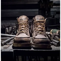 Danner Men's Bull Run USA Made 6" Moc Toe Wedge Work Boot - Brown - 15563 -Wolverine Sales Shop danner mens bull run usa made 6 moc toe work boot brown 15563 11