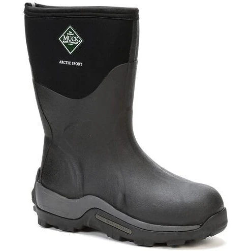 Muck Men's Arctic Sport Mid Waterproof Rubber Work Boot - Black - ASM-000A 1 Muck Men's Arctic Sport Mid Waterproof Rubber Work Boot - Black - ASM-000A