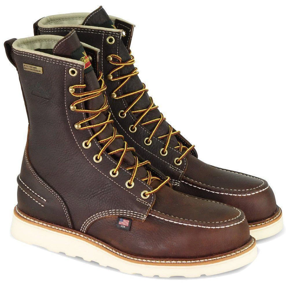 Thorogood Men's USA Made 1957 8" Moc Toe WP Wedge Work Boot Brown 814-3800 1 Thorogood Men's USA Made 1957 8" Moc Toe WP Wedge Work Boot Brown 814-3800